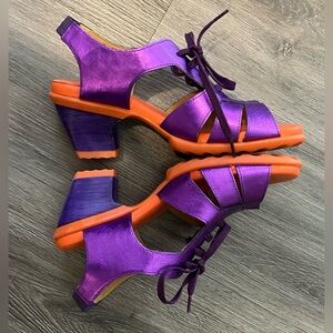 John Fluevog Purple Metallic Anticipation Heels 8.5